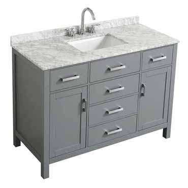 Belmont Decor Hampton 49" Single Rectangle Sink Vanity in Grey, 49"W x 22"D x 35"H
