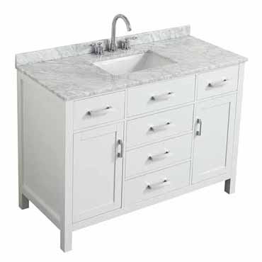 Belmont Decor Hampton 49" Single Rectangle Sink Vanity in White, 49"W x 22"D x 35"H