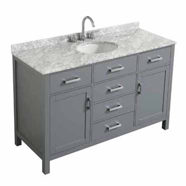 Belmont Decor Hampton 55" Single Oval Sink Vanity in Grey, 55"W x 22"D x 35"H