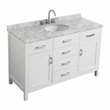 Belmont Decor Hampton 55" Single Oval Sink Vanity in White, 55"W x 22"D x 35"H