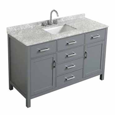 Belmont Decor Hampton 61" Single Rectangle Sink Vanity in Grey, 61"W x 22"D x 35"H