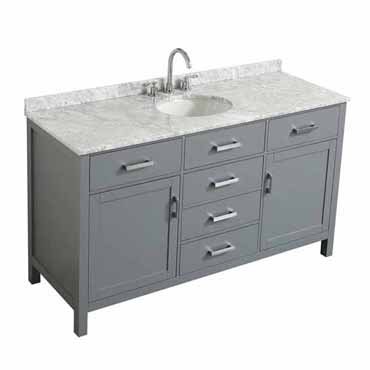 Belmont Decor Hampton 61" Single Oval Sink Vanity in Grey, 61"W x 22"D x 35"H