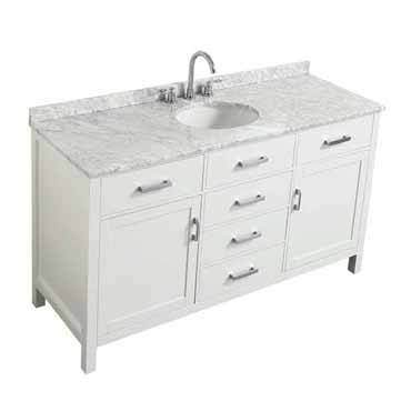 Belmont Decor Hampton 61" Single Oval Sink Vanity in White, 61"W x 22"D x 35"H