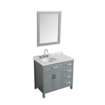 37" Grey Left Oval Sink Product Angle View