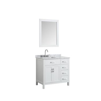 37" White Left Rectangle Sink Product View