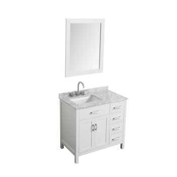 37" White Left Rectangle Sink Product Angle View