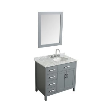 37" Grey Right Oval Sink Product Angle View