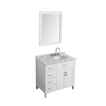 37" Single Right Oval Sink Vanity Set White