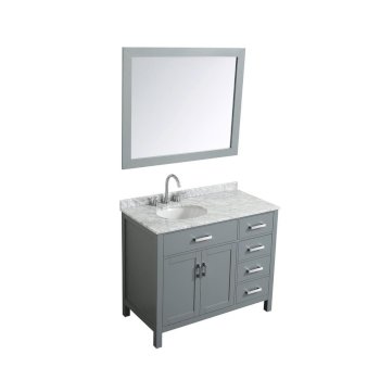 43" Grey Left Oval Sink Product Angle View