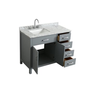 43" Grey Left Rectangle Sink Opened View
