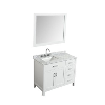 43" Single Left Rectangle Sink Vanity Set White