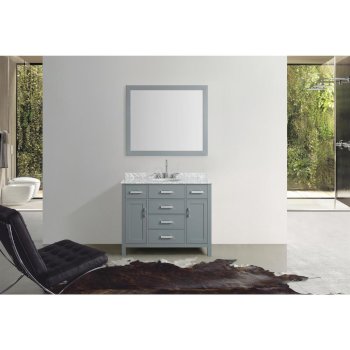 Belmont Décor Hampton 43" Single Oval Sink Vanity Set in Grey, Includes: Vanity Base, Countertop, Sink and Mirror