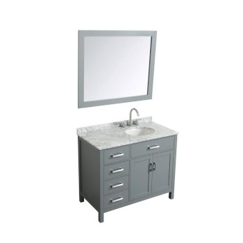 43" Grey Right Oval Sink Product Angle View