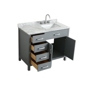 43" Grey Right Rectangle Sink Opened View