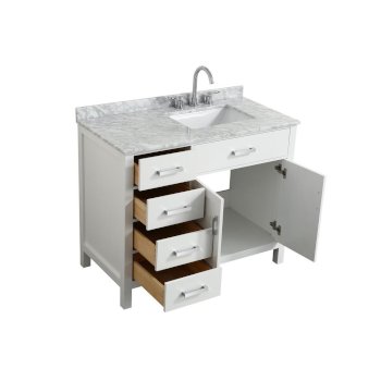 43" White Right Rectangle Sink Opened View