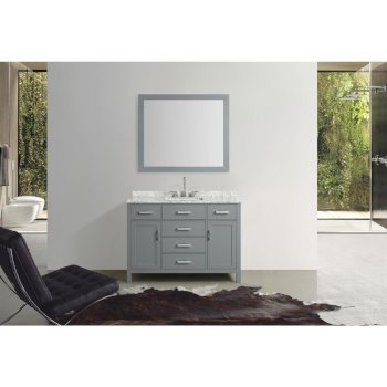 Belmont Décor Hampton 49" Single Rectangle Sink Vanity Set in Grey, Includes: Vanity Base, Countertop, Sink and Mirror