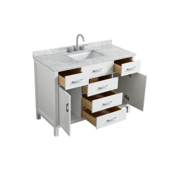 49" White Rectangle Sink Opened View