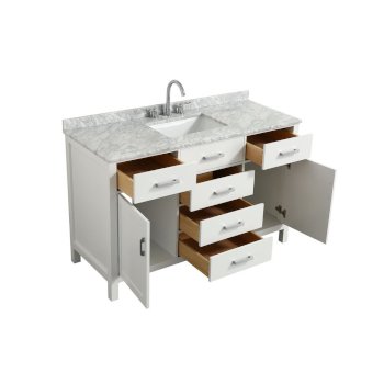 55" White Rectangle Sink Opened View