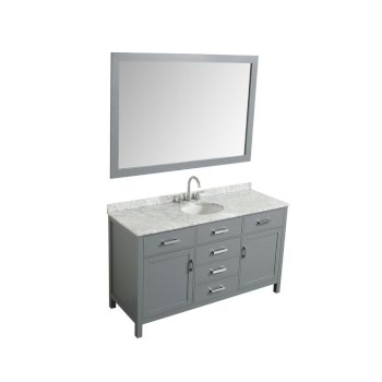 61" Grey Oval Sink Product Angle View