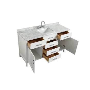 61" White Rectangle Sink Opened View
