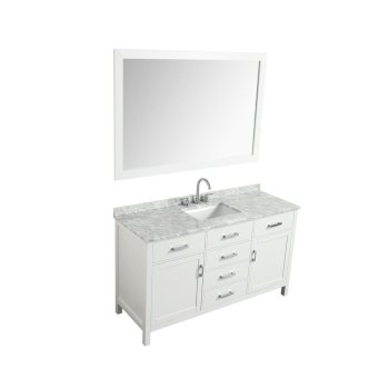 61" White Rectangle Sink Product Angle View
