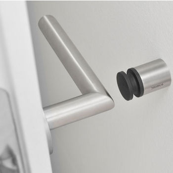 Blomus Entra Collection Wall Mounted Door Stop in Rubber Bumber with Matt Stainless Steel Base, 1'' Diameter x 1-19/32'' H