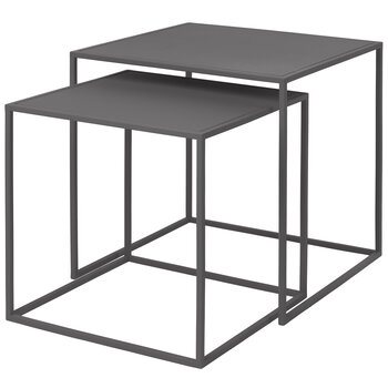 Set of 2 Tables Steel Grey Display View