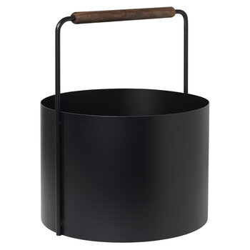 Blomus Ashi Collection Firewood Basket with Brown Handle, Product View