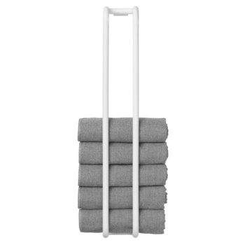 Blomus Modo Collection Wall Mounted Hand Towel Holder in White Titanium-Coated Steel, In Use View