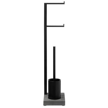 Blomus Menoto Collection Freestanding Toilet Butler with Short Brush Holder and 2 Roll Holder in Black, Product View