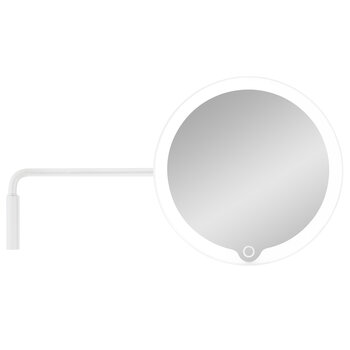 Blomus Modo Collection Wall Mounted LED Vanity Mirror with 5X Magnification in White, Product View
