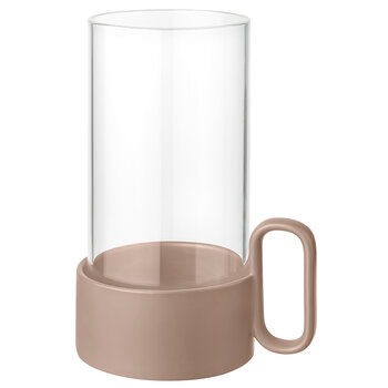 Blomus Yuragi Collection Hurricane Lamp Ceramic Base in Terracotta Color with Clear Glass Cylinder, Product View