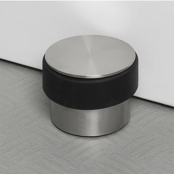 Blomus Stop Collection Door Stopper in Stainless Steel Base with Rubber Bumper, 3-9/16'' Diameter x 2-41/64'' H