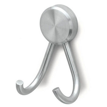 Blomus Muro Brushed Stainless Steel Double 2 Prong Wall Hooks