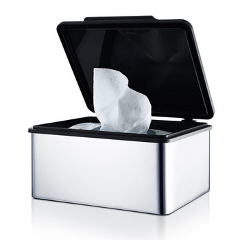Blomus Menoto Collection Tissue Storage Box in Polished Stainless Steel, 5-27/32'' W x 5-13/64'' D x 2-49/64'' H