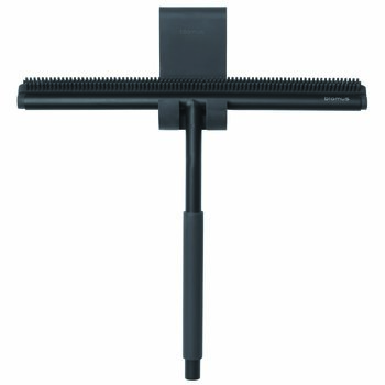 Blomus Modo Collection Shower Squeegee with Hanger and Silicone Brush Side in Black Powder-Coated Steel, Product View