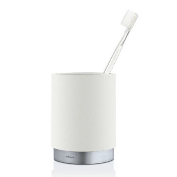 Blomus Ara Collection Toothbrush Mug in White, 3-15/64'' Diameter x 4-17/32'' H