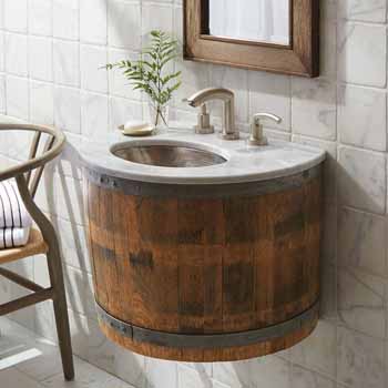 Bordeaux Oak Wine Barrel Wall Mount Bathroom Vanity Base Only Measuring 24 W X 19 D X 17 H By Native Trails Kitchensource Com