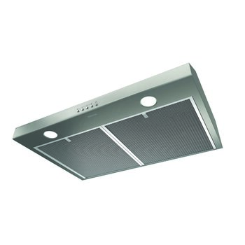 Broan Glacier BCSQ Series 30'' Convertible Under Cabinet Range Hood, 375 Max Blower CFM, 1.5 Sones, Stainless Steel, LED Light, Angle Bottom View