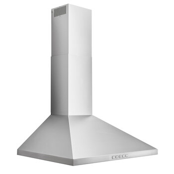 Broan BWP2 Series 24'' Convertible Wall Mount Pyramidal Chimney Range Hood, 450 Max Blower CFM, 3.0 Sones, Stainless Steel, Product View