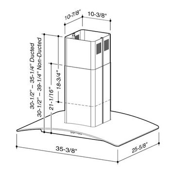 Range Hoods - Broan Elite EI59 Series Island Mount Glass and Stainless ...