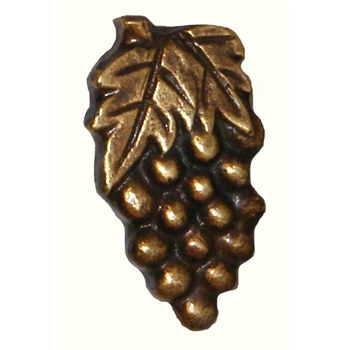 Buck Snort Whimsical Collection 1-1/8'' Wide Grapes Left Face Cabinet Knob in Antique Brass in Multiple Finishes