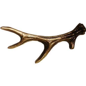 Buck Snort Wildlife Collection 5-1/8'' Wide 4 Point Antler Cabinet Pull in Antique Brass, Available in Multiple Finishes