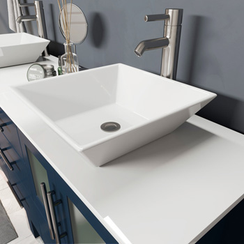Blue Base, Nickel Faucet w/ Sink Angle View