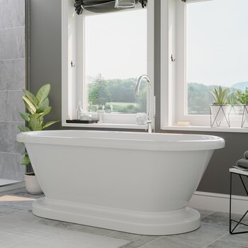 Cambridge Plumbing 59'' White Pedestal Bathtub