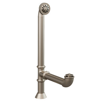Cambridge Plumbing Modern Lift & Turn Tub Drain with Overflow Assembly, Brushed Nickel, 28''W x 6''D x 3''H