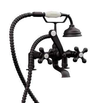 Cambridge Plumbing Clawfoot Tub Deck Mount British Telephone Faucet with Hand Held Shower and 2'' Risers, Oil Rubbed Bronze, 13''W x 12''D x 9''H