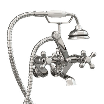 Cambridge Plumbing Clawfoot Tub Wall Mount British Telephone Faucet with Hand Held Shower, Polished Chrome, 13''W x 12''D x 9''H