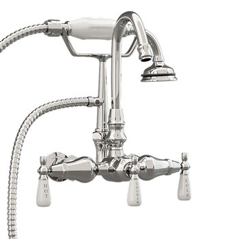 Cambridge Plumbing Clawfoot Tub Wall Mount English Telephone Gooseneck Faucet with Hand Held Shower, Polished Chrome, 13''W x 12''D x 9''H