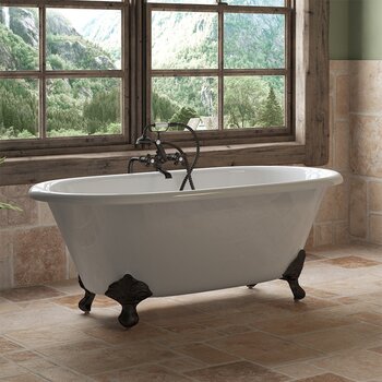 Cambridge Plumbing 60'' Tub w/ Oil Rubbed Bronze Telephone Faucet & Hand Shower Plumbing Package